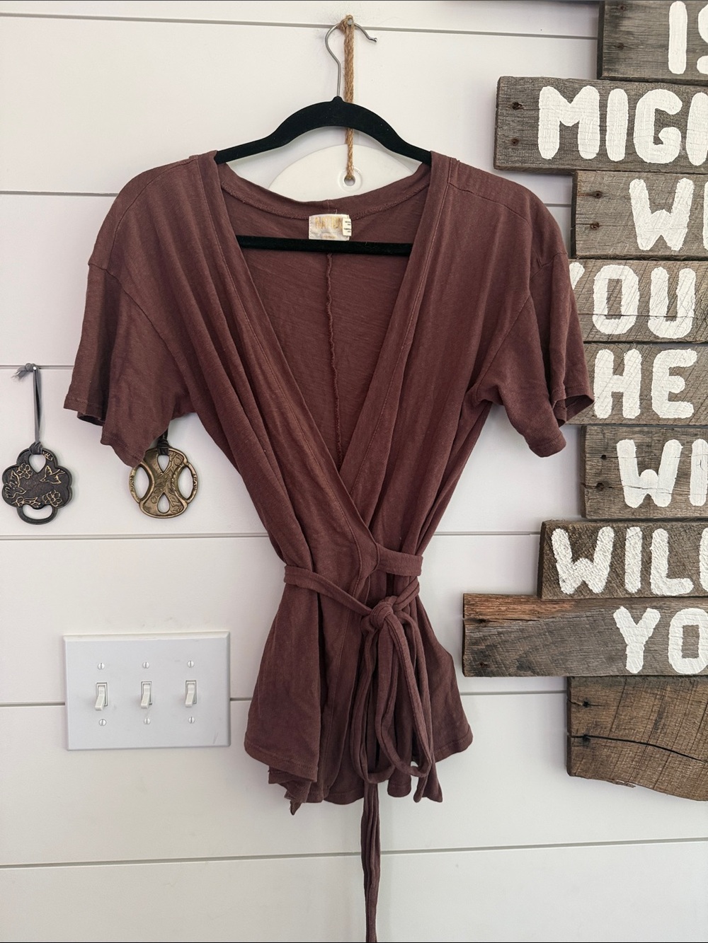 Nation size small wrap top